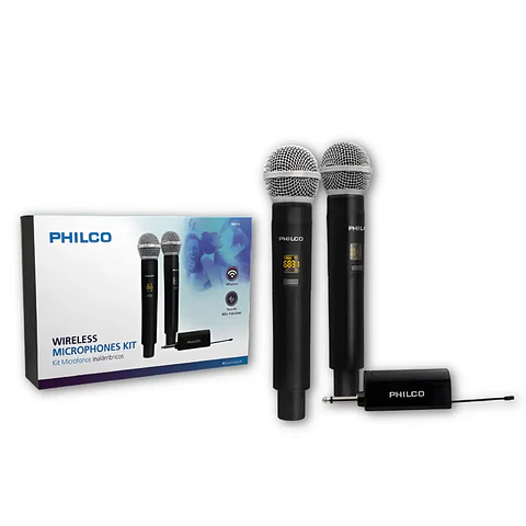 Set de 2 Micrófonos Inalámbricos Philco WM314 con Receptor Slim Recargable