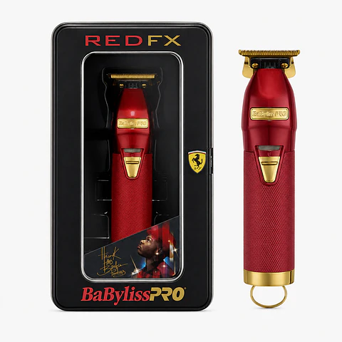 Trimmer Profesional BaBylissPRO B787RIUZ Negro/Rojo – Cuchilla T DLC/Titanio, Motor 7200 RPM