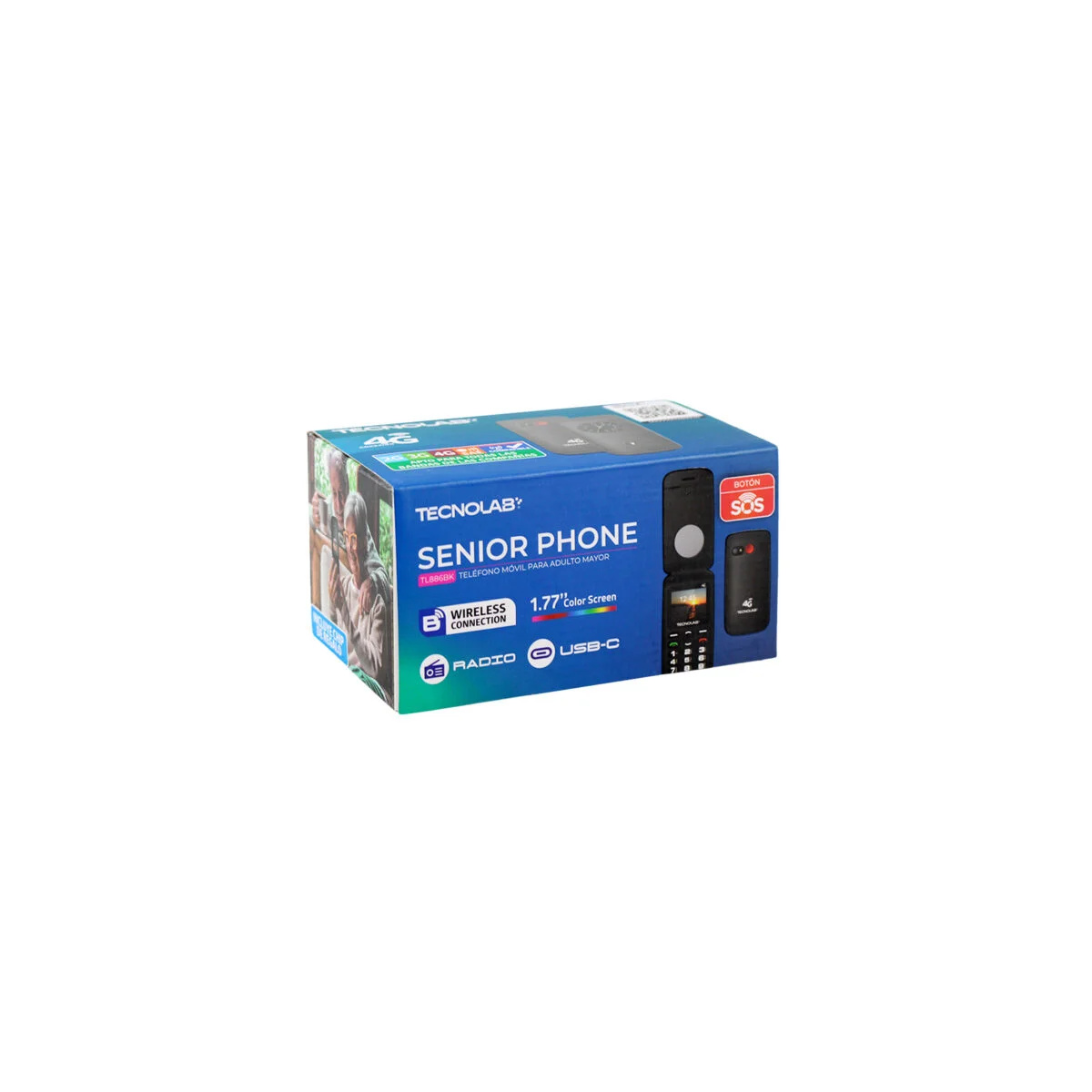 Teléfono Senior Tecnolab TL886BK 4G Liberado – Botón SOS, Bluetooth, USB-C y Radio FM 5
