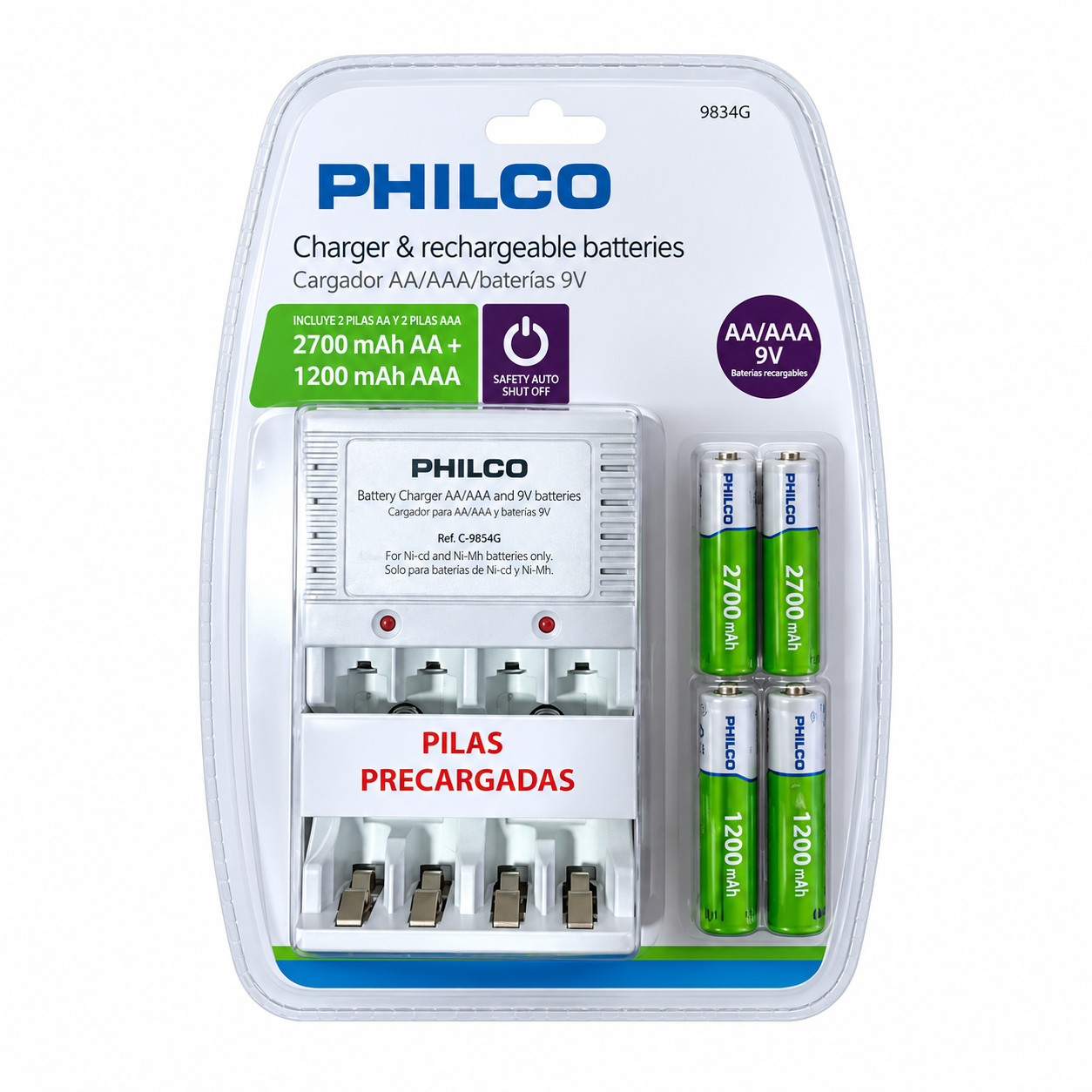 Cargador Philco C/4PILAS 2700 MAH Precargadas AA 1