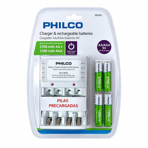 Cargador Philco C/4PILAS 2700 MAH Precargadas AA