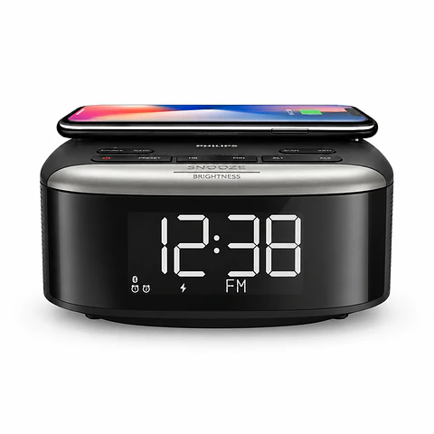 Radio Reloj Despertador Philips TAR7606 Bluetooth con Carga Inalámbrica Qi y USB