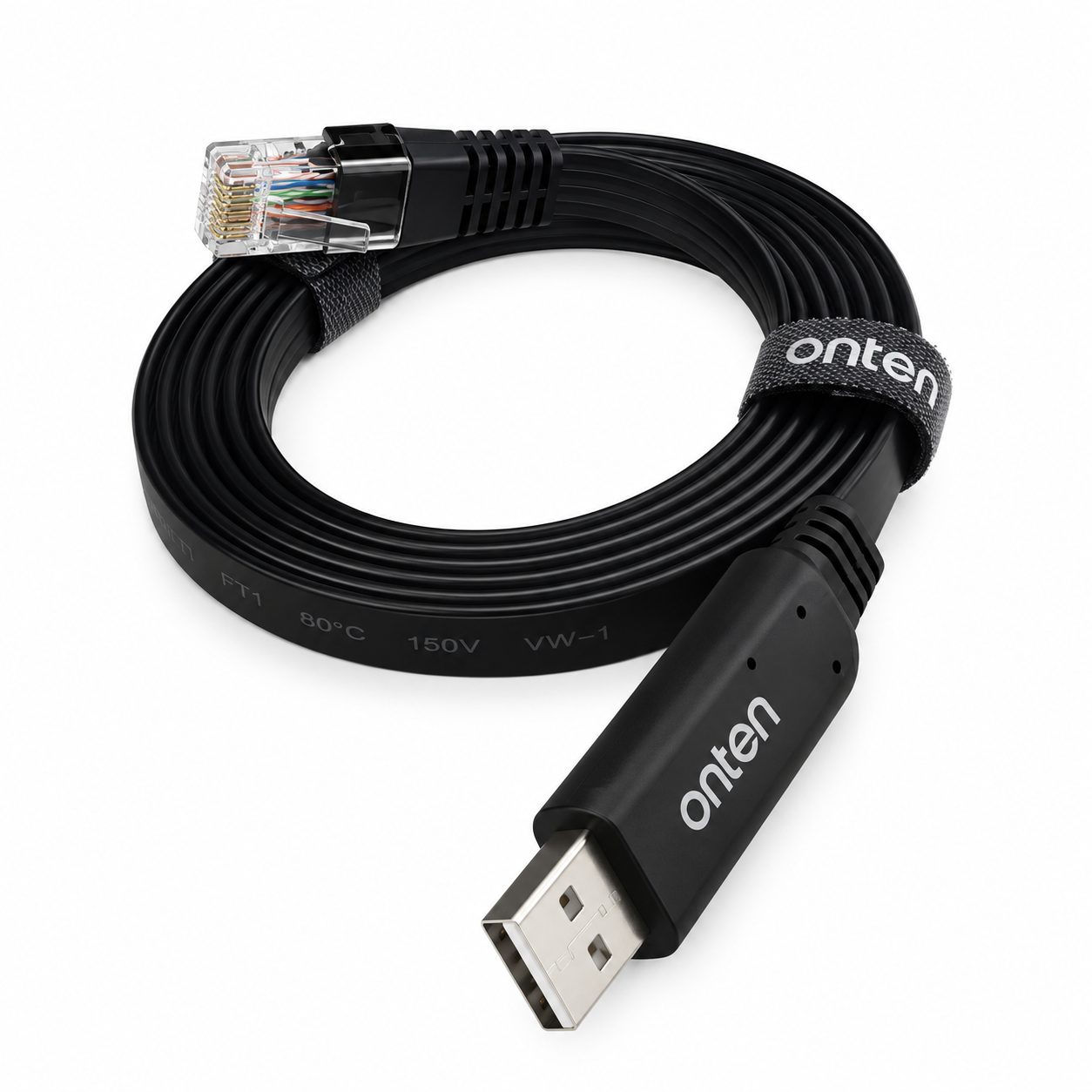 Cable de Consola ONTEN OTN-UA21 USB-A a RJ45 1,5 m – Negro 1