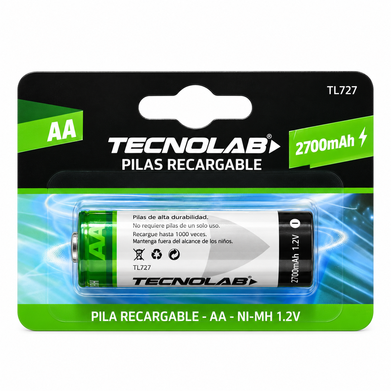 Pila Tecnolab 2700MAH TL727 Recargable AA 1