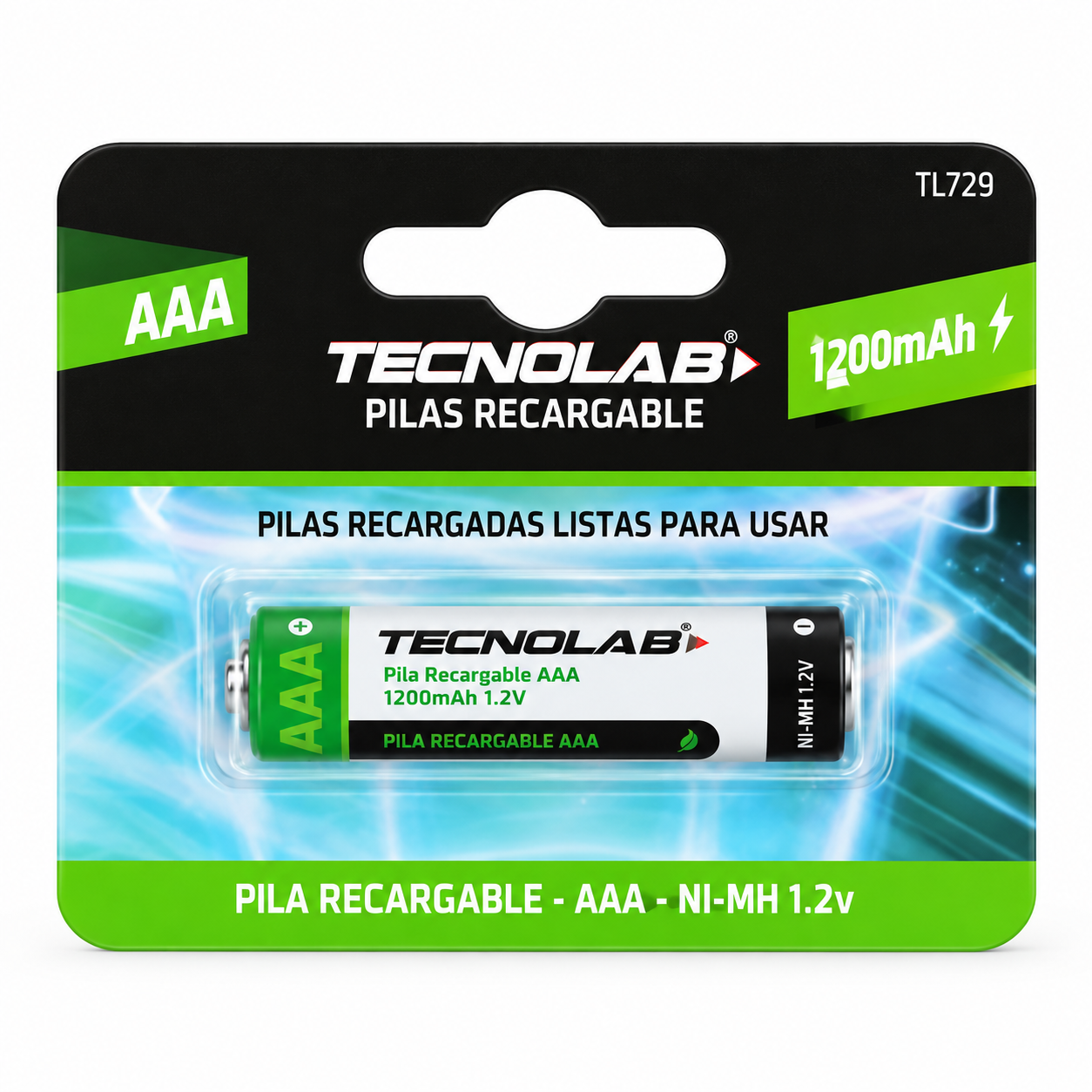 Pila Tecnolab 1200MAH Recargable AAA 1