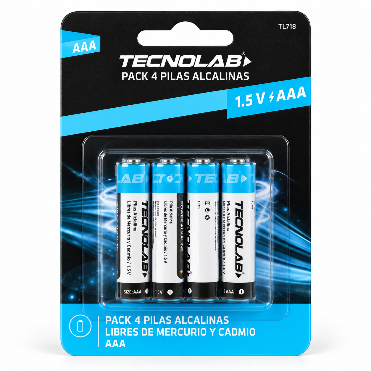 Pila Tecnolab TL718 Alcalina AAA Pack de 4UN 1