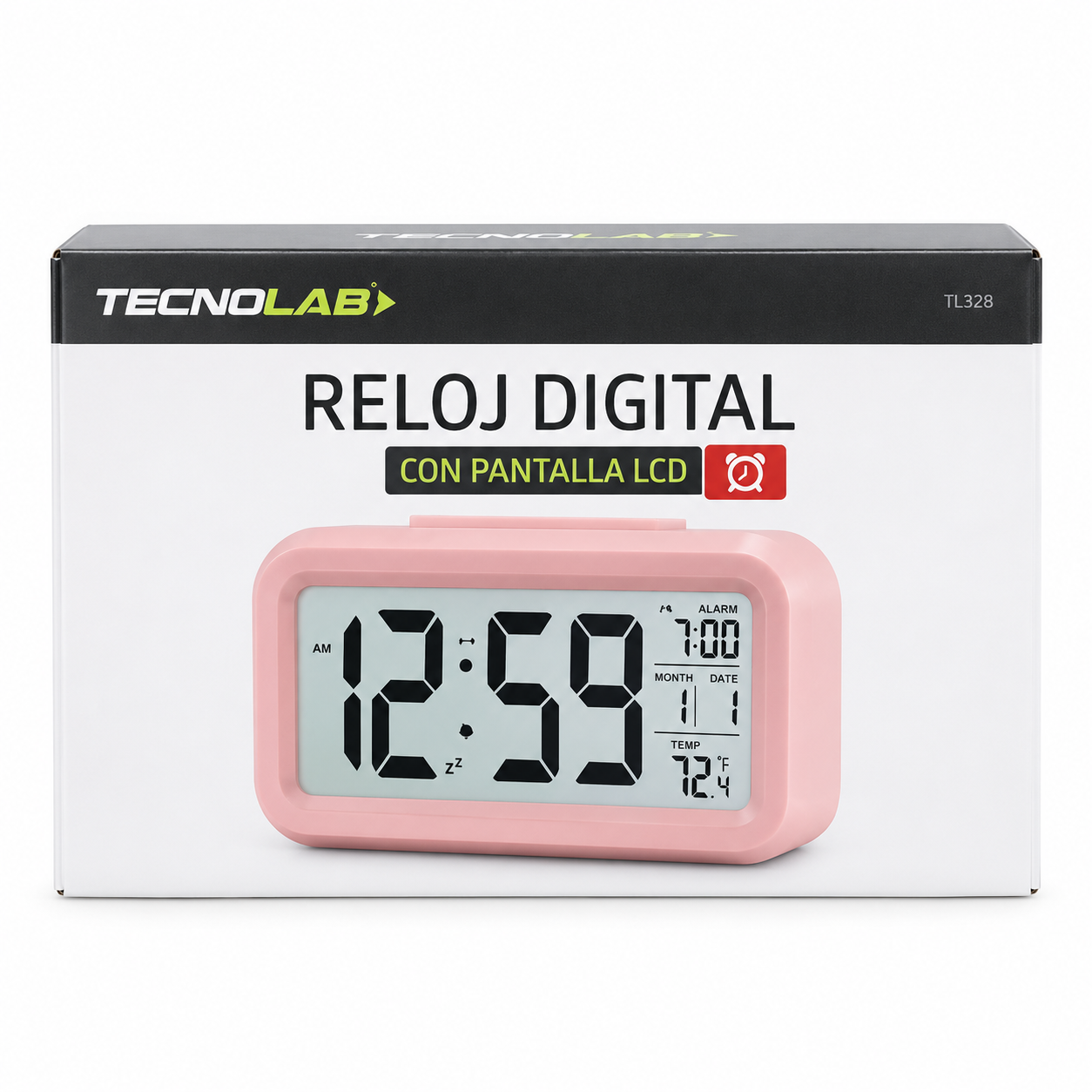 RELOJ ALARMA PANTALLA NUMEROS LED TL-30SP PINK TECNOLAB 1