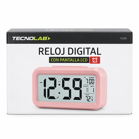 RELOJ ALARMA PANTALLA NUMEROS LED TL-30SP PINK TECNOLAB