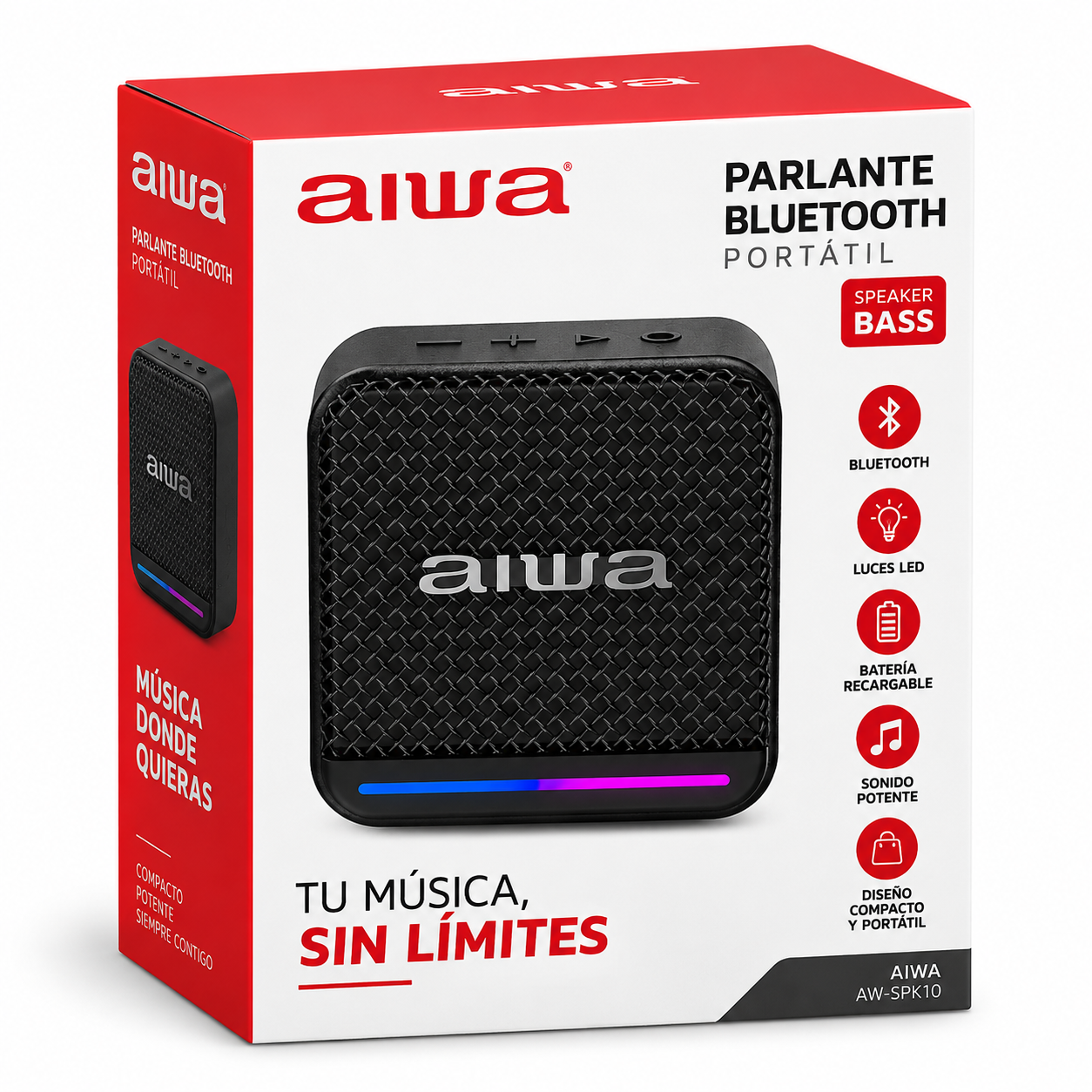 PARLANTE BLUETOOTH PORTATIL TWS 7W RADIO FM AWQ3801892 AIWA 1