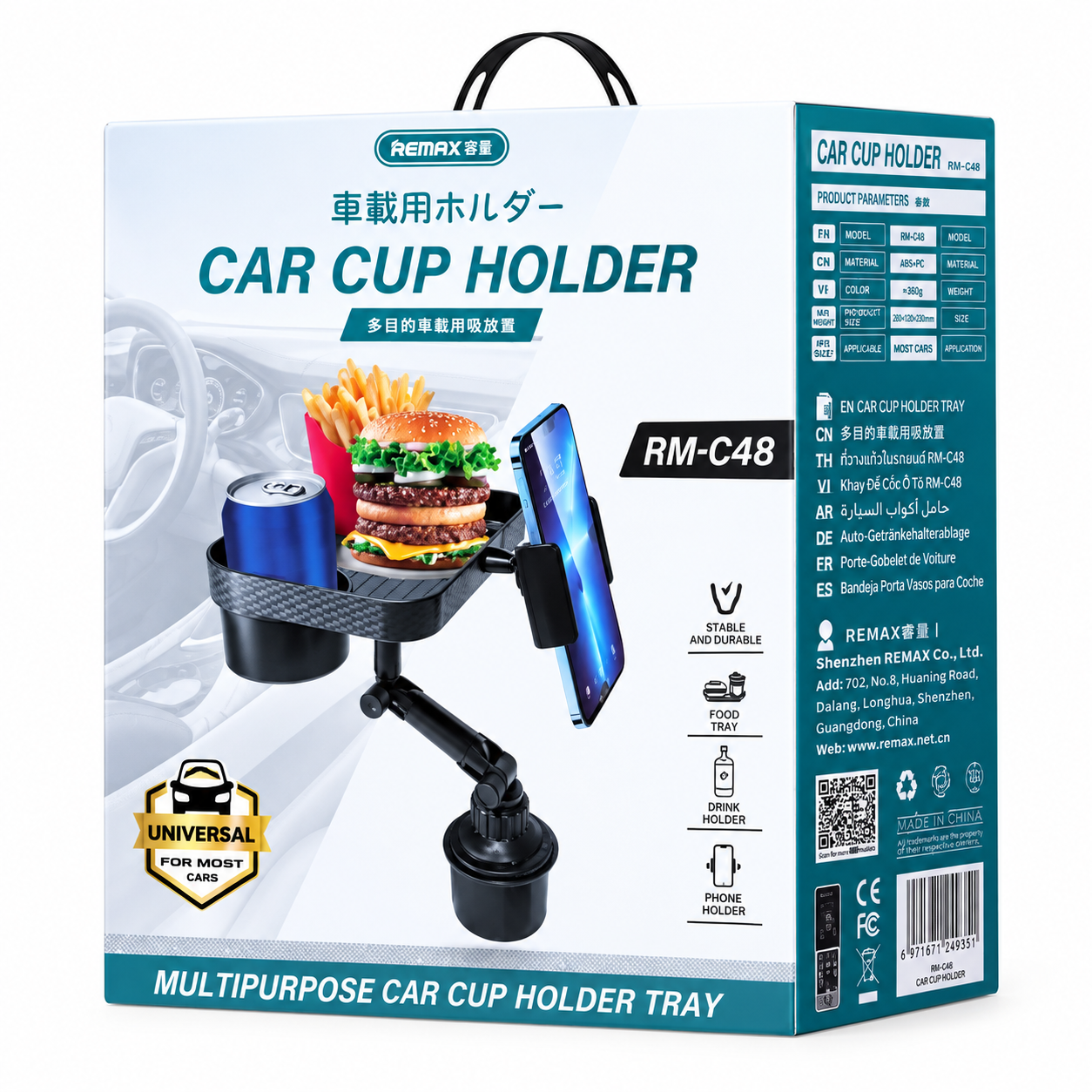 Soporte Multifunción para Auto Remax RM-C48 con Porta Celular, Bebidas y Bandeja 1