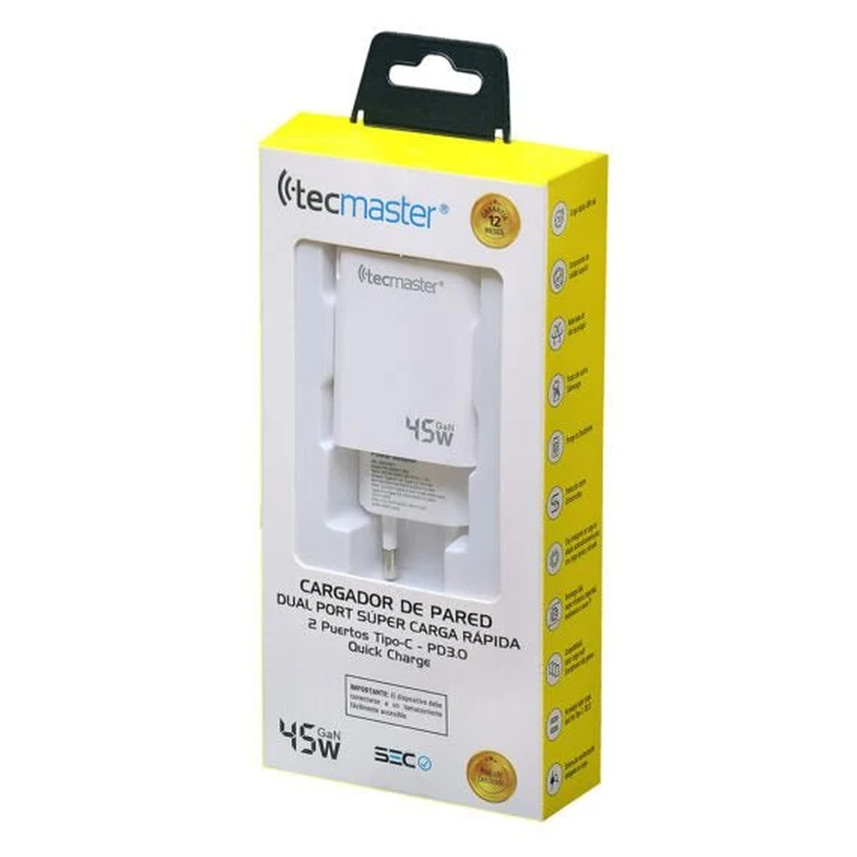 Cargador de Pared Tecmaster 2 Puertos USB C - USB C 1
