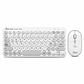Kit Teclado y Mouse Mini Inalámbrico MLAB Clicky C80BT Bluetooth + 2.4GHz 1600 DPI Blanco/Gris - Miniatura 1
