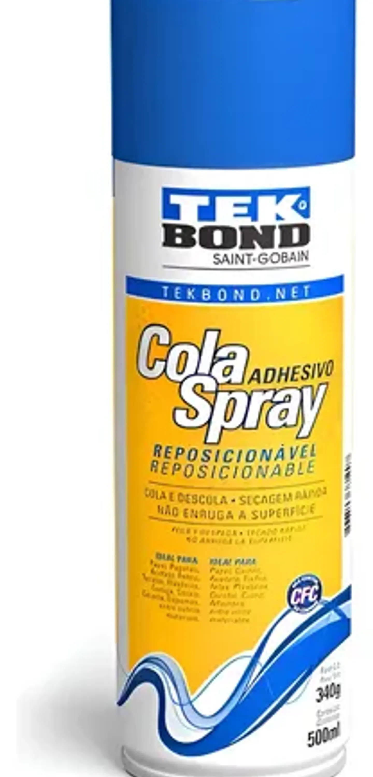 Adhesivo Cola Spray Reposicionable Tekbond Lata 340 G 500 Ml Color Blanco 1