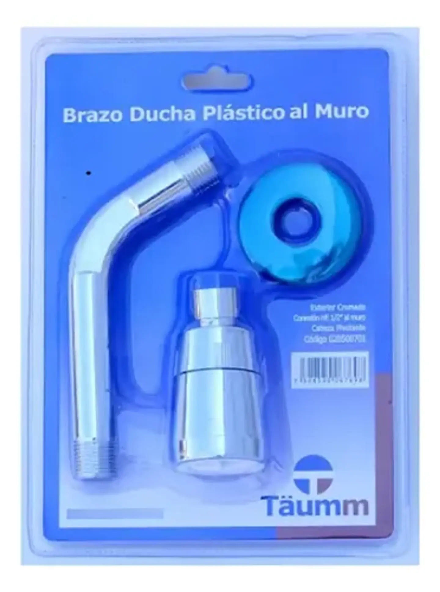 Brazo Ducha Cromada Plástico Al Muro Con Difusor Taumm Acabado Brillante Color Plateado 4