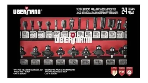 Set De 24 Fresas 1/4 (6.35) Ubermann Para Fresadora / Router