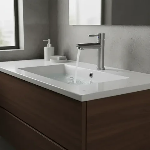 Llave Lavatorio Lavamanos Simple Tipo Inox Taumm Acabado Cromado Color Plateado