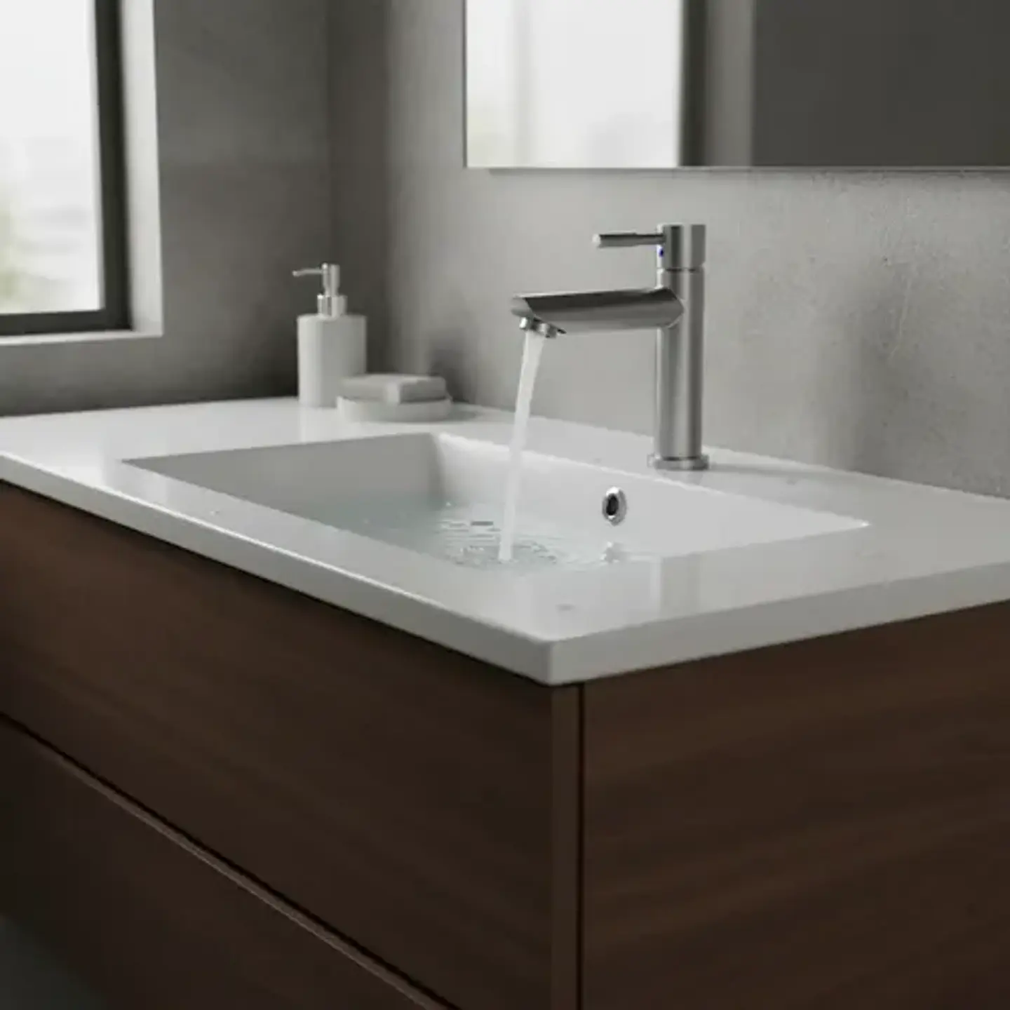 Llave Lavatorio Lavamanos Simple Tipo Inox Taumm Acabado Cromado Color Plateado 1