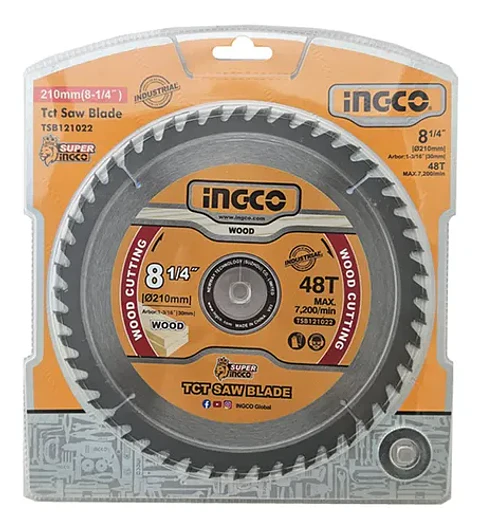 Disco De Sierra Circular Para Madera 48t 8 1-4 /210mm Ingco Amarillo Plateado