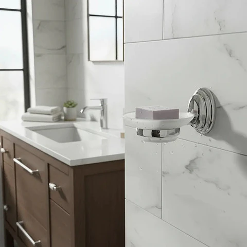 Jabonera De Vidrio Linea Colomba Taumm Baño Color Gris