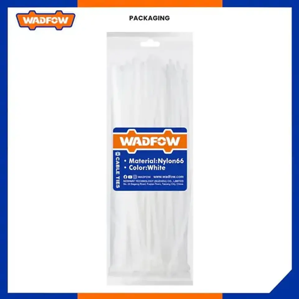 Set De 100 Amarras Plasticas Wadfow 4.8x300 Mm 22 Kg Negro 2