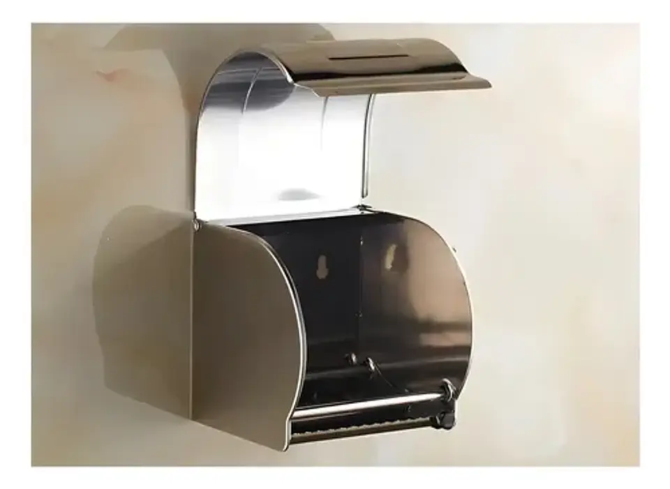 Porta Papel Higiénico Wc Metalico Redondo Taumm Acero Inox 3