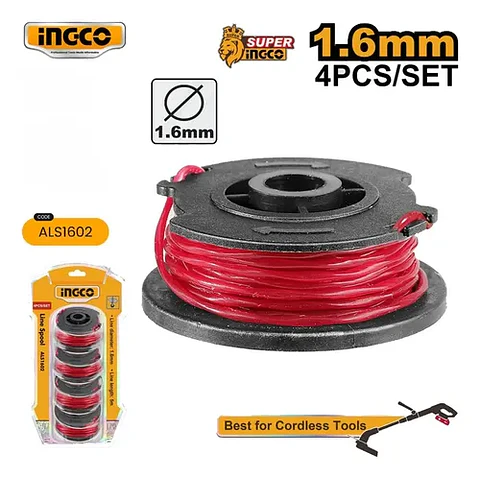 Set 4 Carretel Hilo Tanza Ingco Bordeado Orilladora 1.6mmx5m