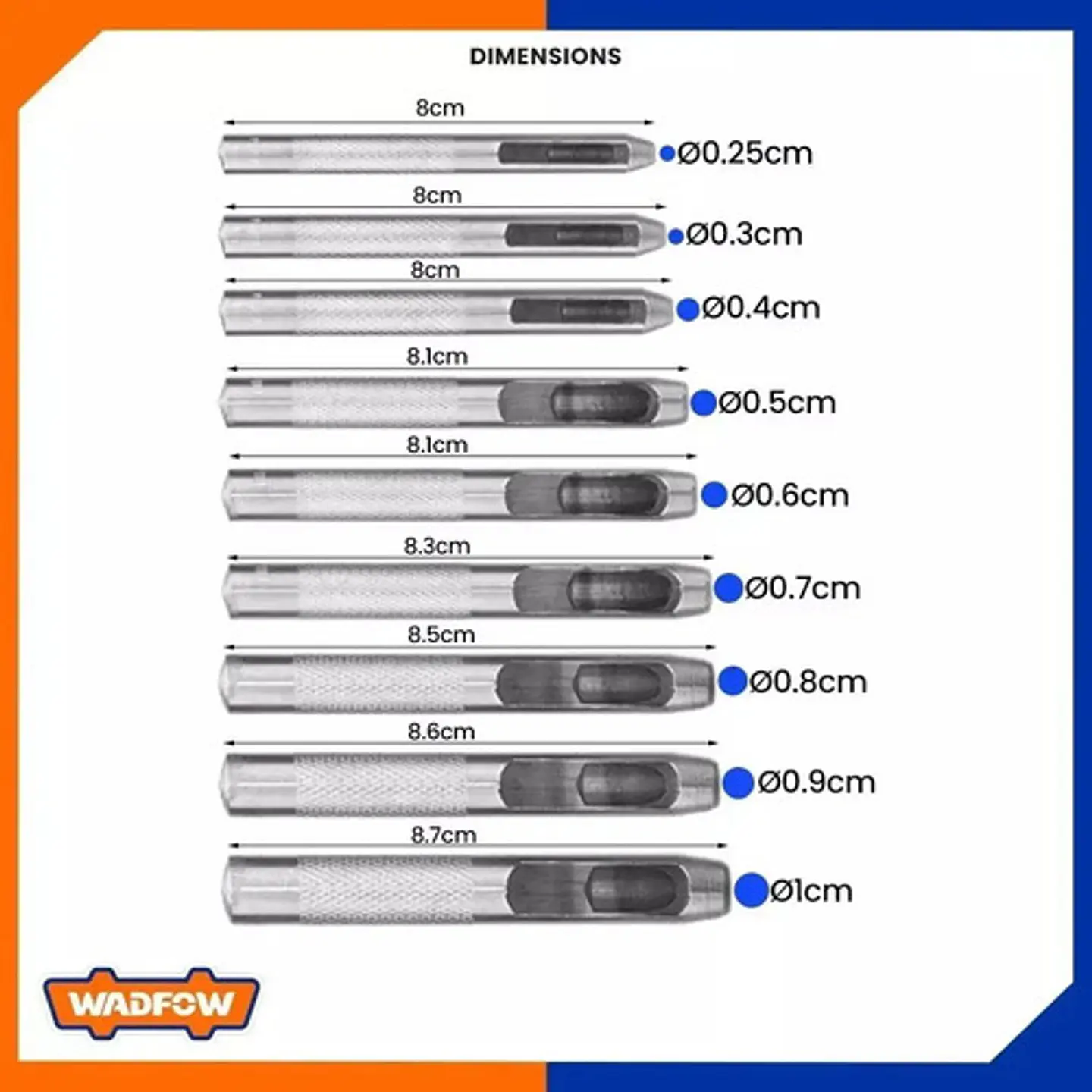 Kit Sacabocados De Impacto Set 9 Piezas 5