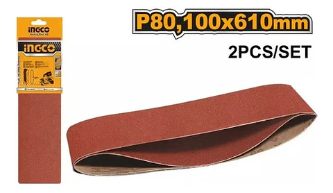 Set 2 Lijas De Banda 610x100mm /4x24 Ingco Grano80 Bsp020801