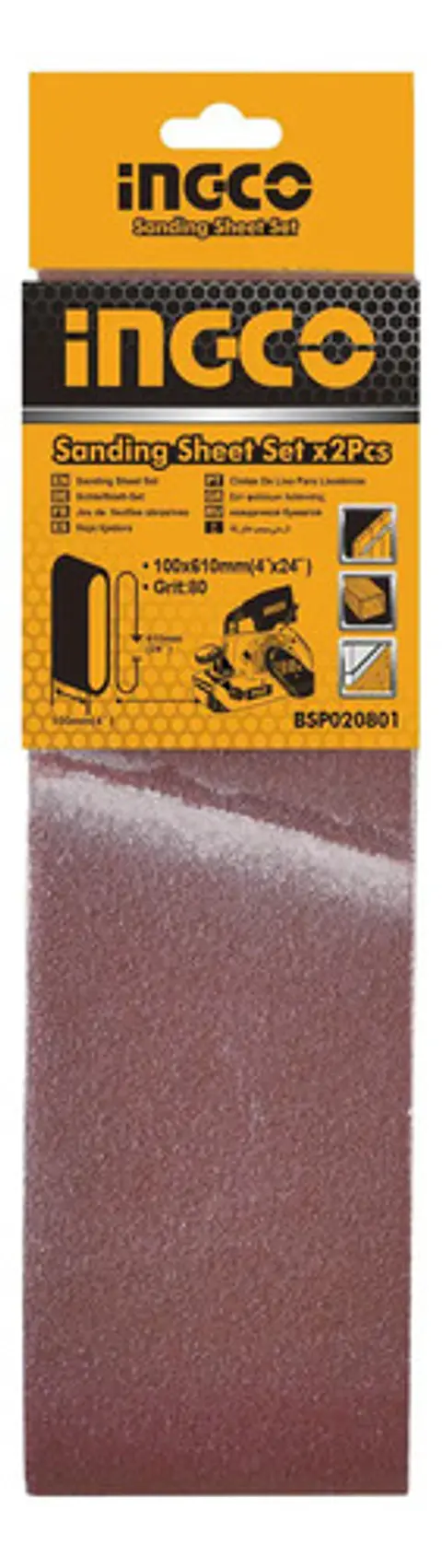 Set 2 Lijas De Banda 610x100mm /4x24 Ingco Grano80 Bsp020801