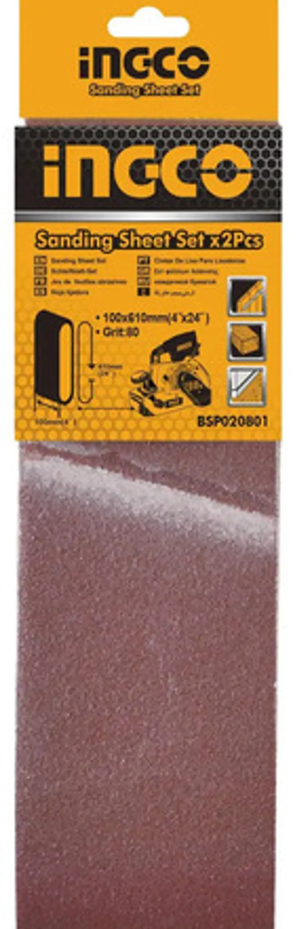 Set 2 Lijas De Banda 610x100mm /4x24 Ingco Grano80 Bsp020801 2