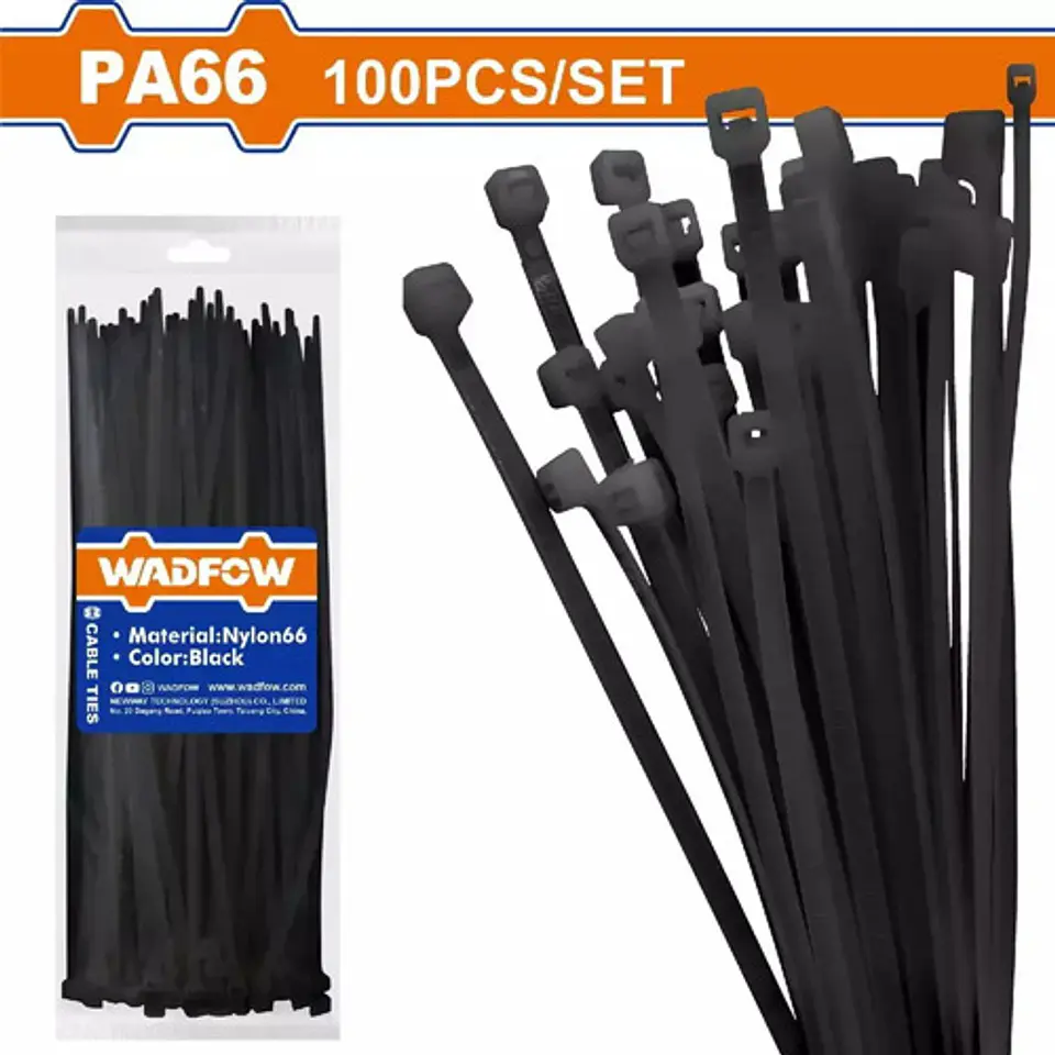 Set De 100 Amarras Plasticas Wadfow 3.6x200 Mm 18 Kg 3
