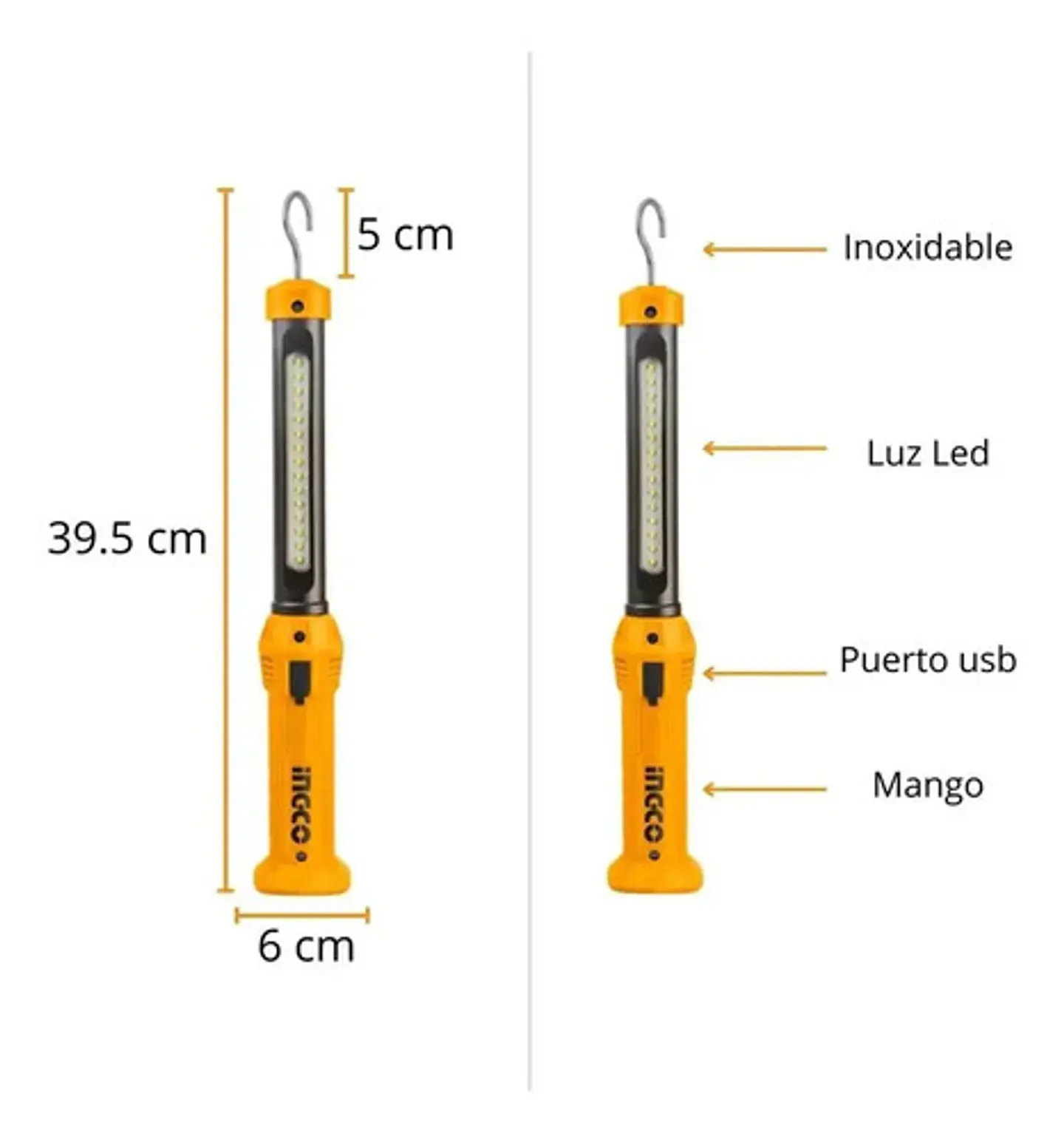Ingco Cosli23048 Llave De Impacto 400nm + Linterna Color Naranja 50/60hz 20v 50/60 Hz 5