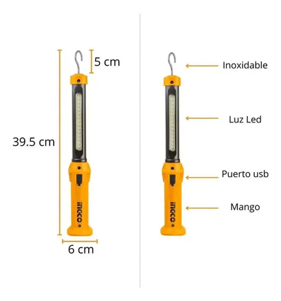 Ingco Cosli23048 Llave De Impacto 400nm + Linterna Color Naranja 50/60hz 20v 50/60 Hz 5