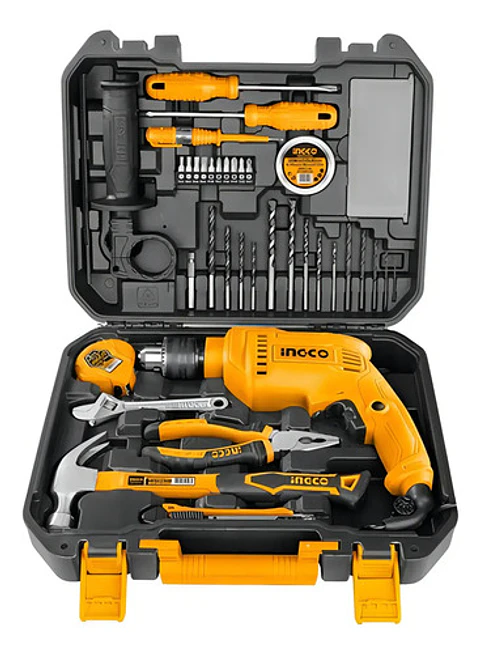 Kit Taladro Percutor 680w + Herramientas - 115 Piezas Ingco Color Amarillo