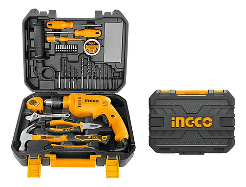 Kit Taladro Percutor 680w + Herramientas - 115 Piezas Ingco Color Amarillo
