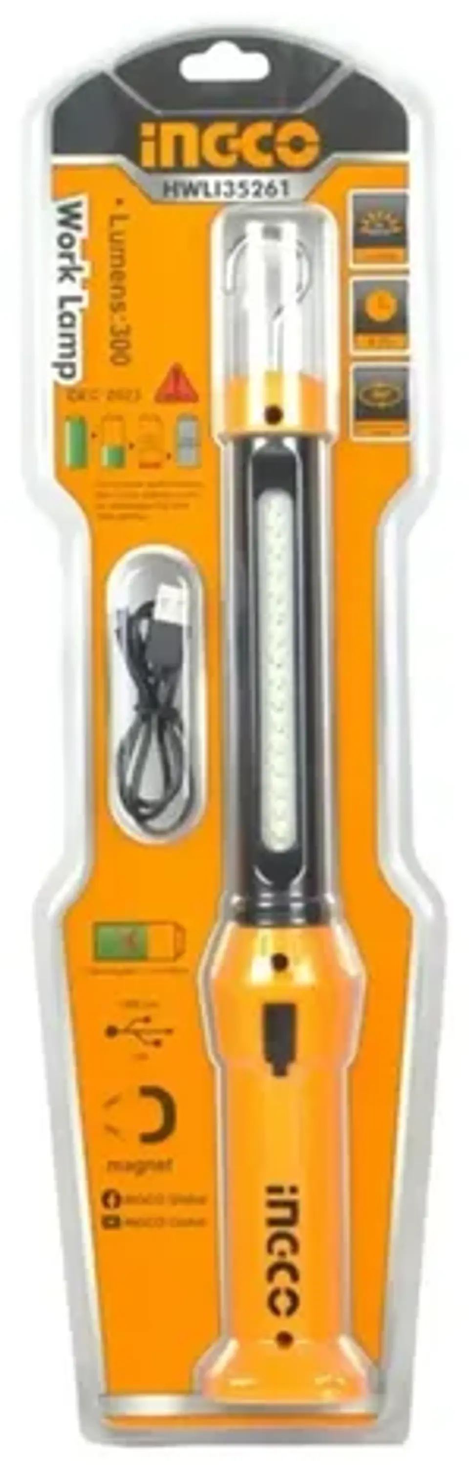 Lampara Trabajo Led Mecanico Base Magnetica Ingco Hwli35261 Blanco 1