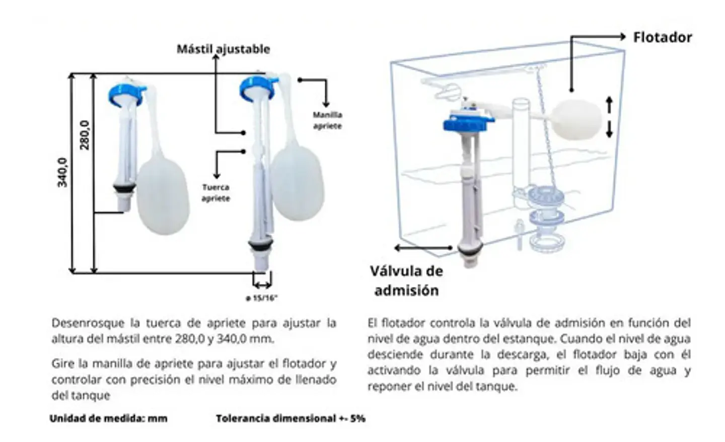 Valvula De Carga Para Estanque Wc Con Flotador Taumm 4