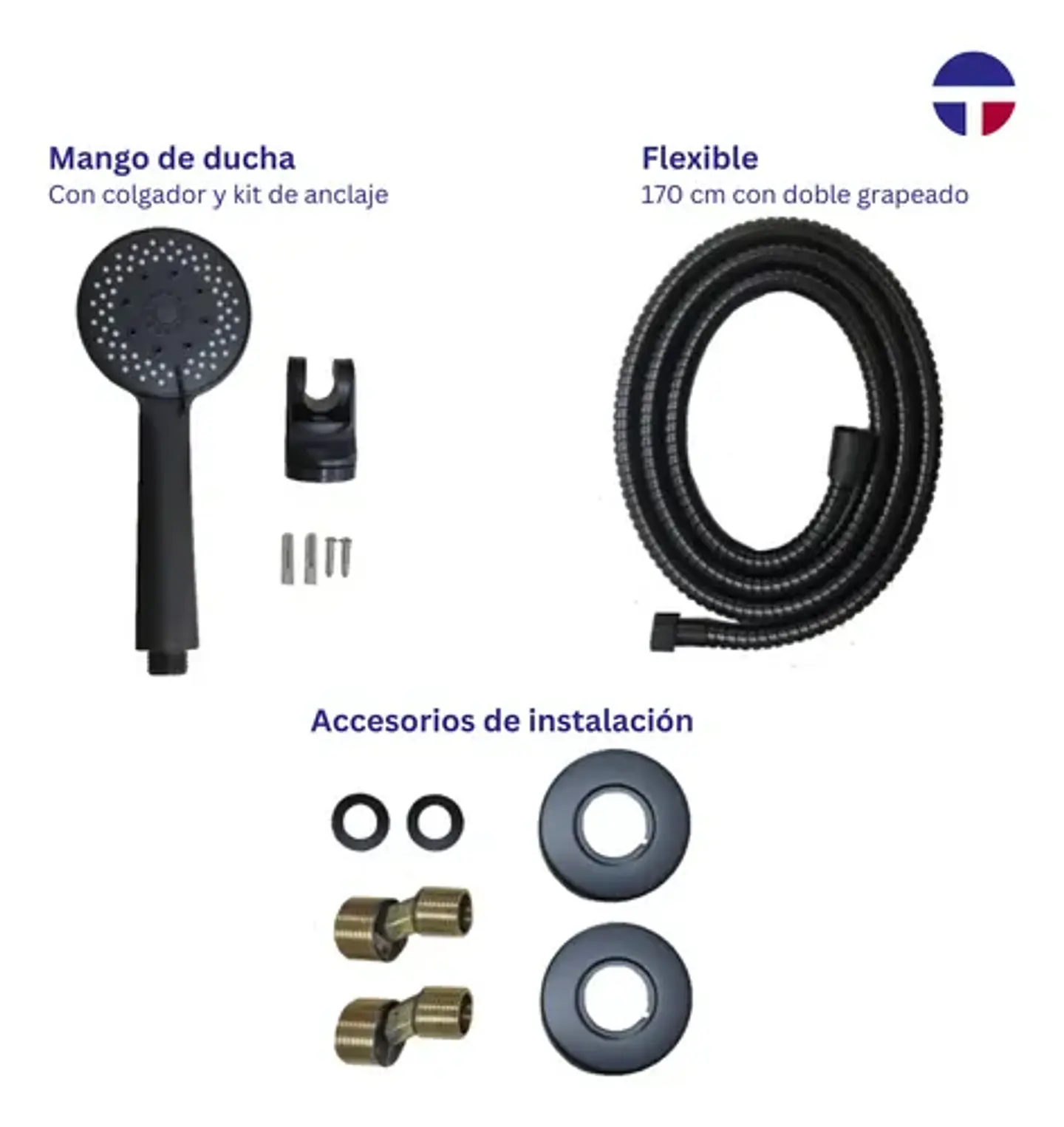 Llave Monomando Tina Ducha Notte Acabado Mate Color Negro 2