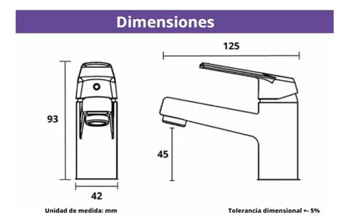 Llave Monomando Lavatorio Colomba Taumm Cromado Plateado 6