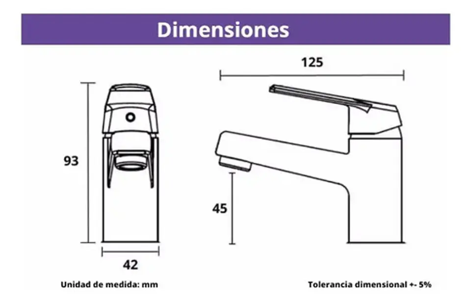 Llave Monomando Lavatorio Colomba Taumm Cromado Plateado 6