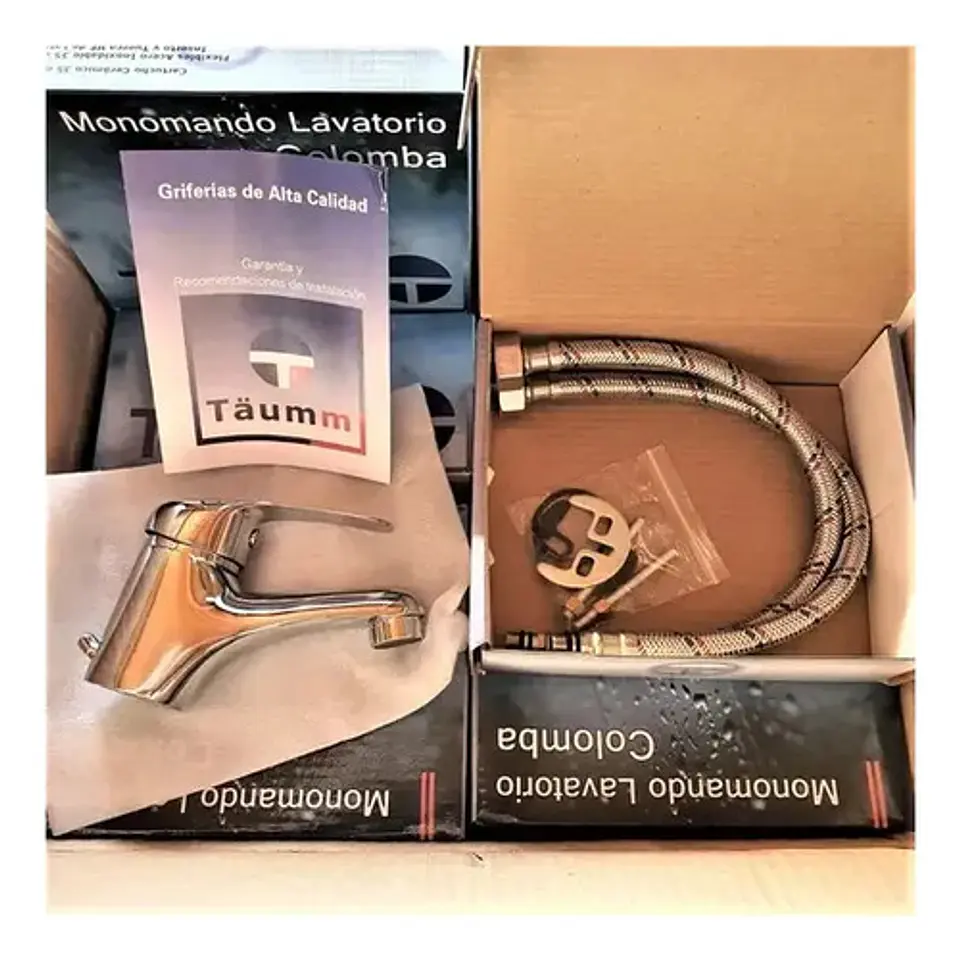 Llave Monomando Lavatorio Colomba Taumm Cromado Plateado 10