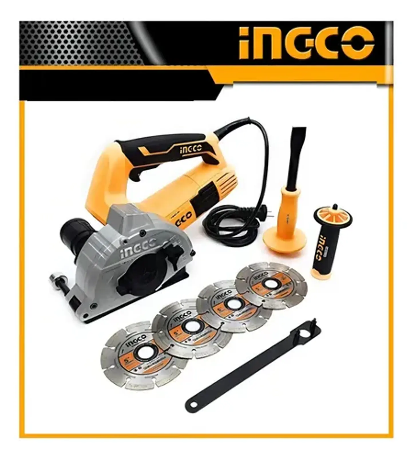 Sierra Cortadora De Muro Eléctrica Ingco 1500 W 125 Mm+ 8 Pz 2