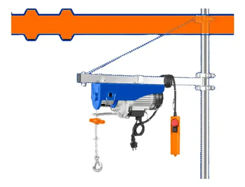 Aparejo Electrico 500kg 9mt 250kg 18mt Wadfow Weth1a01 Cantidad De Cuerdas 0 Color Naranja Y Azul Naranja/azul 1