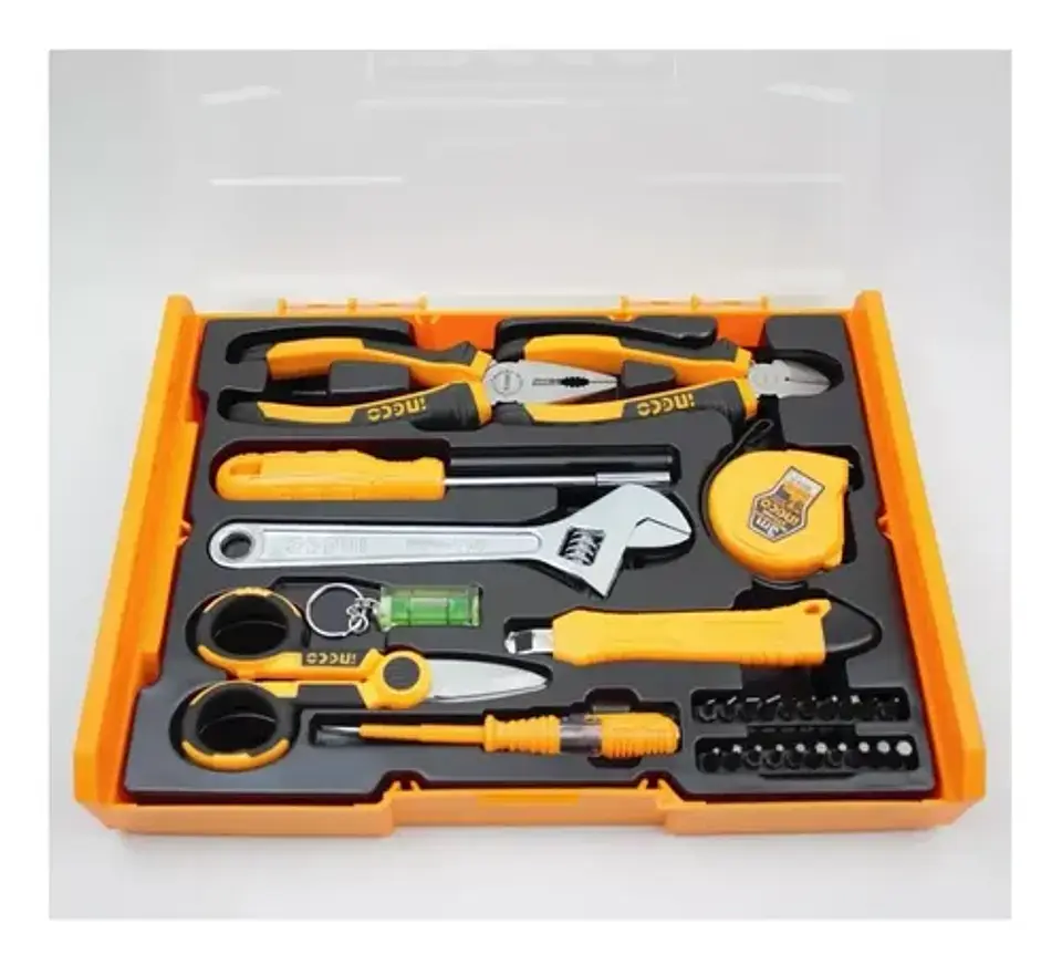 Caja Organizadora De Herramientas + 29 Herramientas Ingco Amarillo Naranja Claro 2