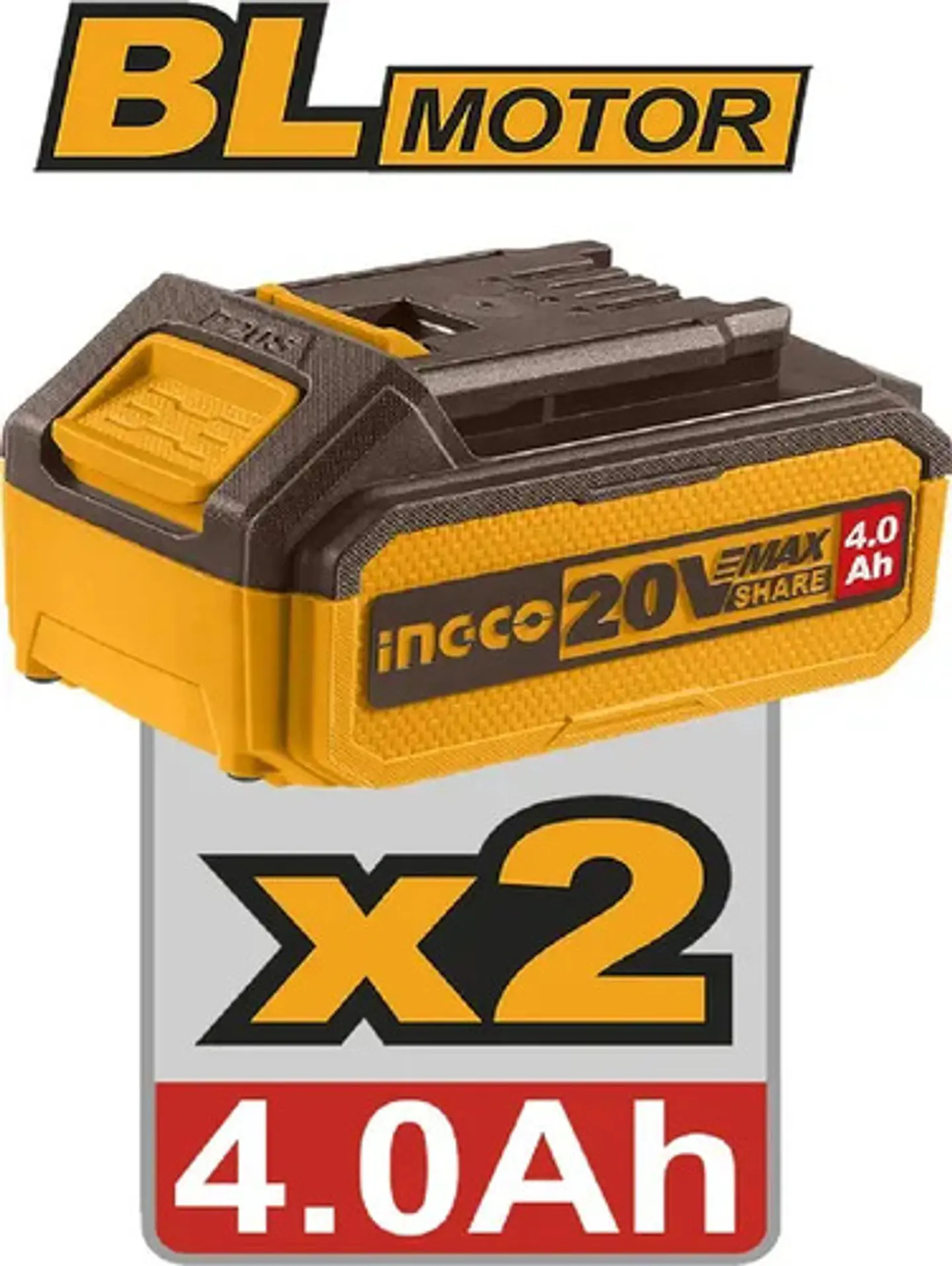 Taladro Percutor Atornillador Inalámbrico De 13mm Ingco Cidli20968 + 2 Baterías De 4ah + Accesorio Con Valija 50hz/60hz Naranja Claro 50 Hz / 60 Hz 3