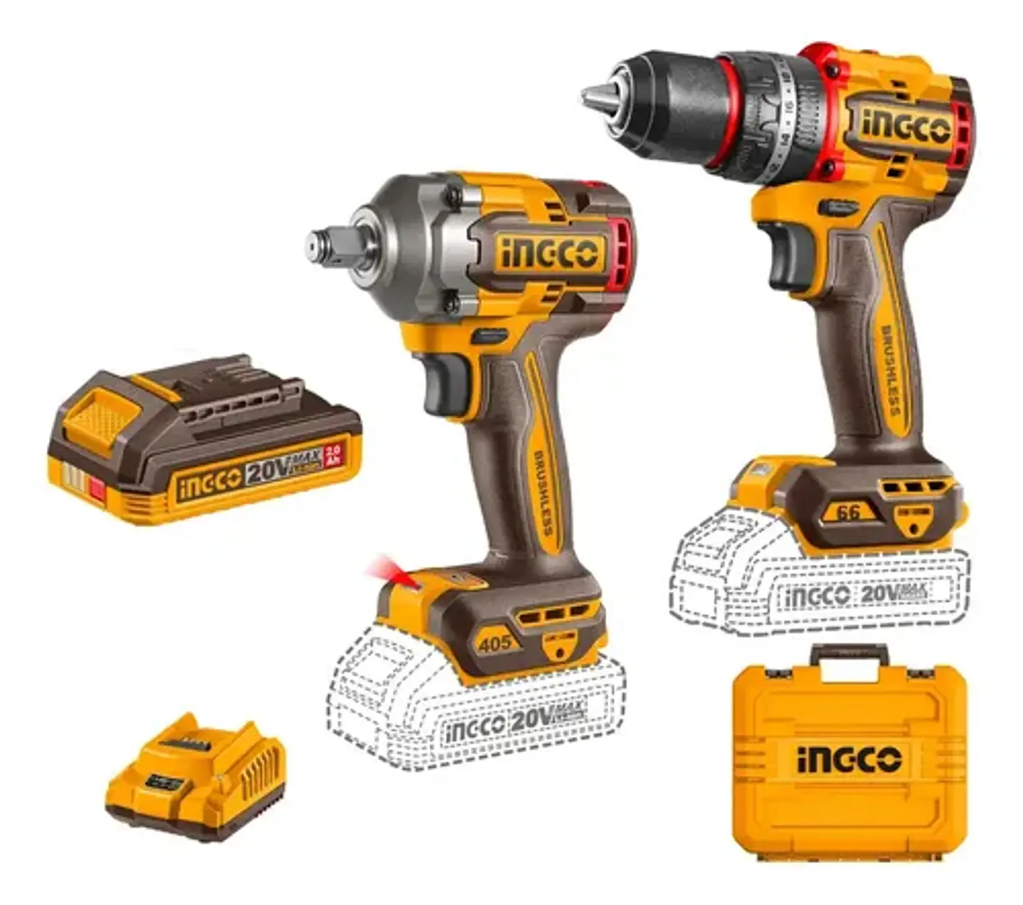 Kit Taladro Percutor Y Pistola De Impacto Bl Ingco Ckli20286 5