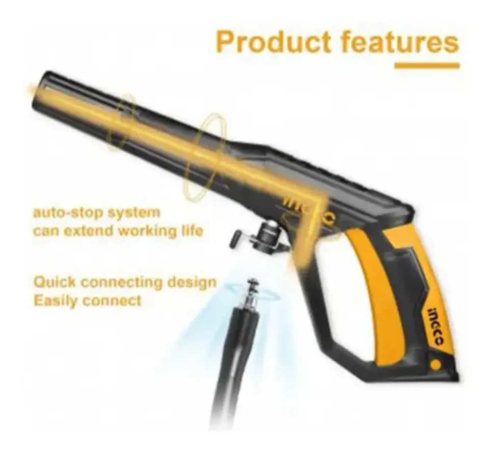 Hidrolavadora De Alta Presión 130bar 1900psi 1400w 5.5l/min + Manguera Alta Presión 5m Naranja 50 Hz/60 Hz 3