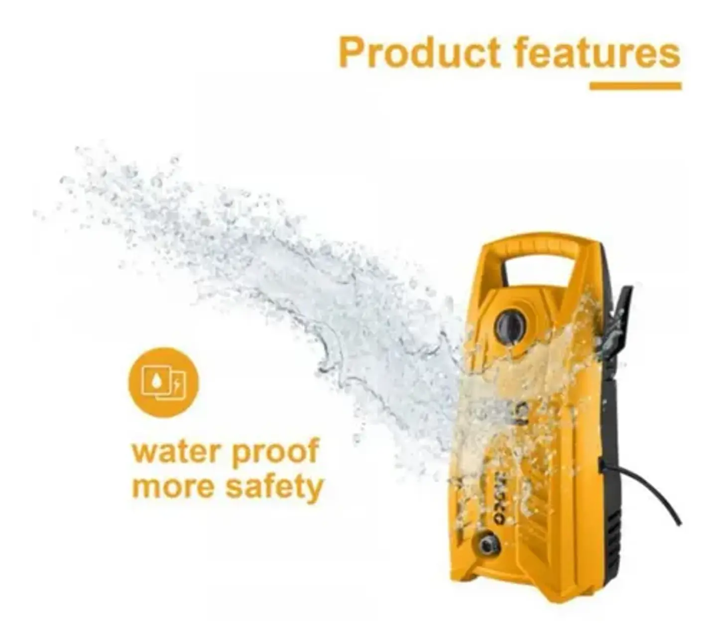 Hidrolavadora De Alta Presión 130bar 1900psi 1400w 5.5l/min + Manguera Alta Presión 5m Naranja 50 Hz/60 Hz 4