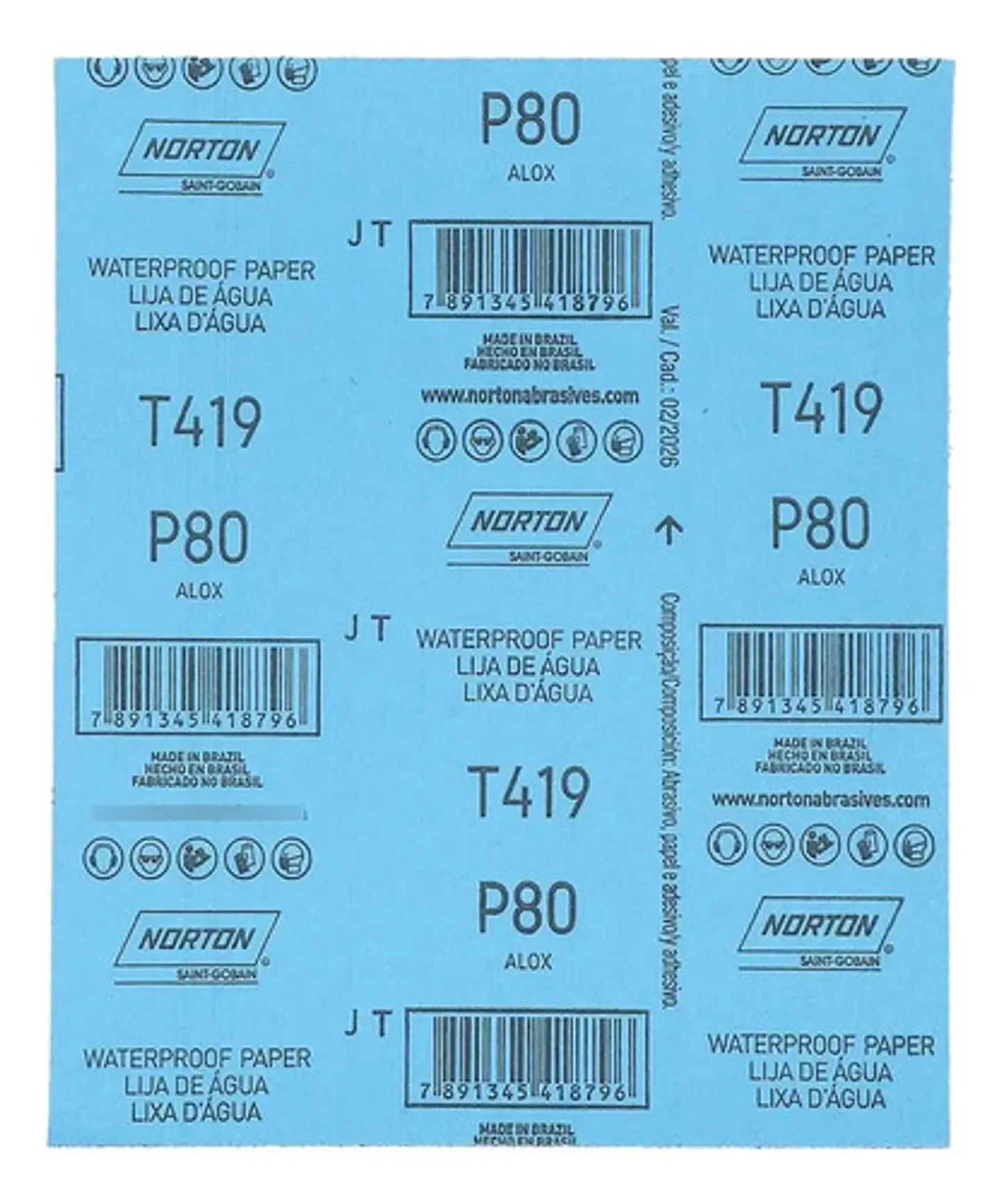 10 Lijas Al Agua Automotriz T-419 230x280 Mm Norton 80 2