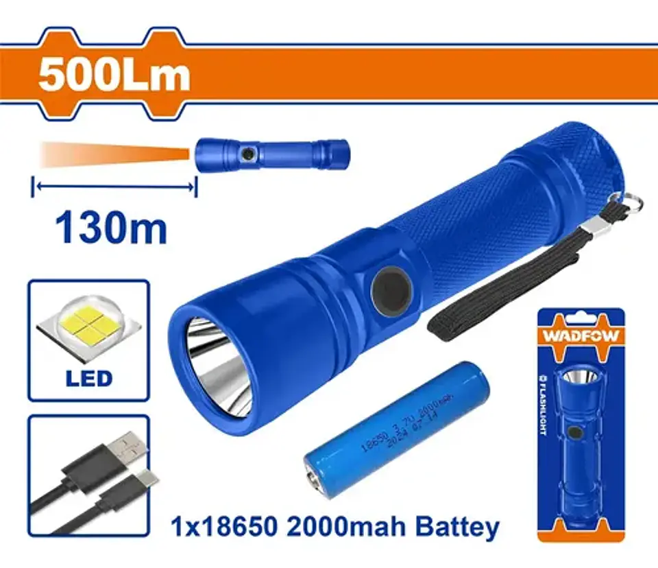 Linterna Led Recargable 150-500 Lumenes 130m Wadfow Wfl5408 2